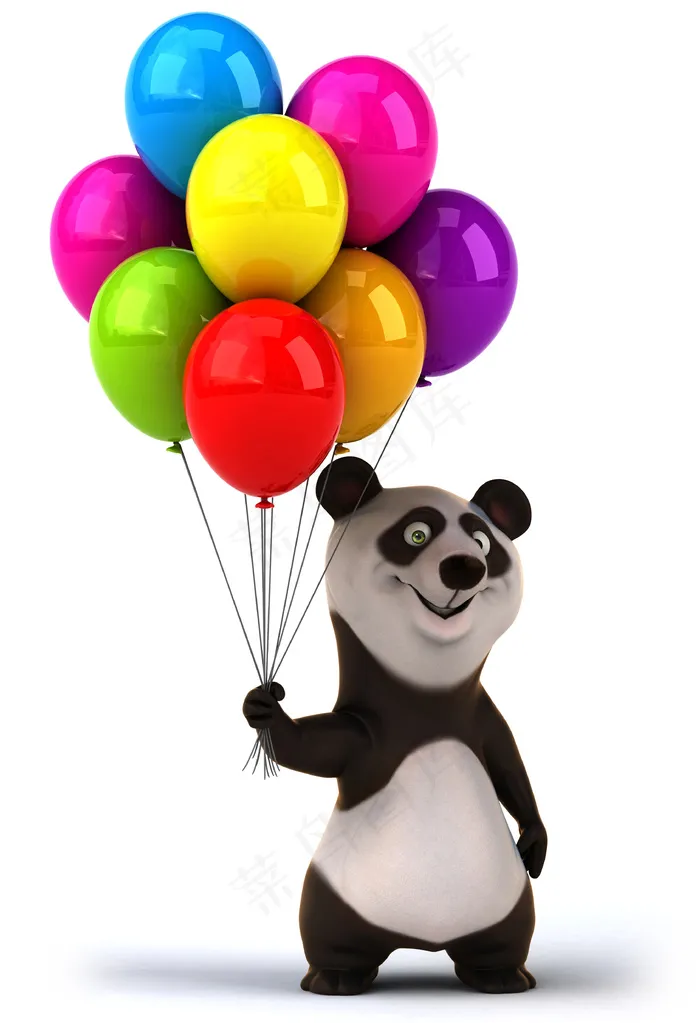手拿气球的卡通熊猫图片
