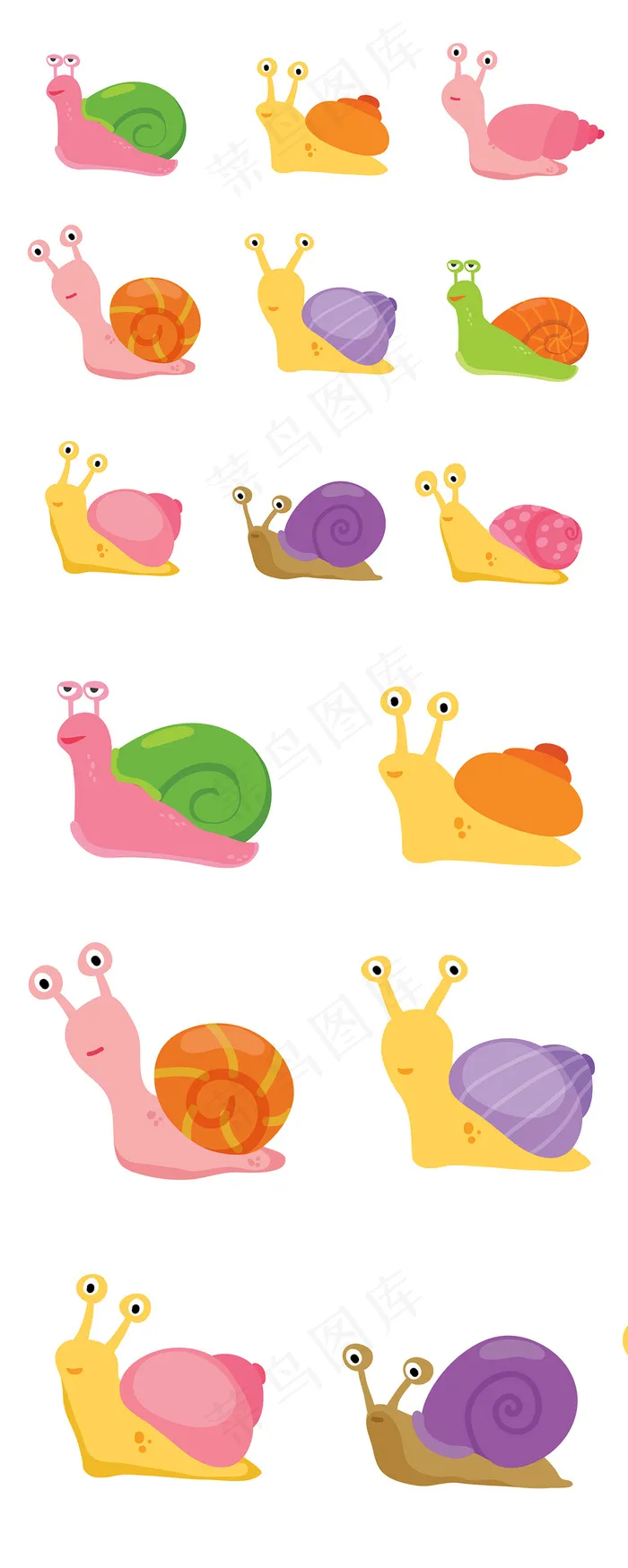 多彩卡通蜗牛图标矢量素材