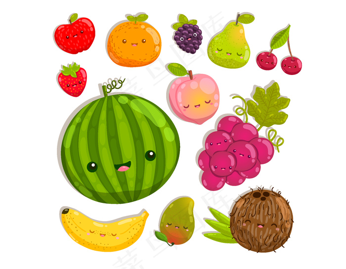 卡通水果动漫素材矢量元素ai矢量模版下载