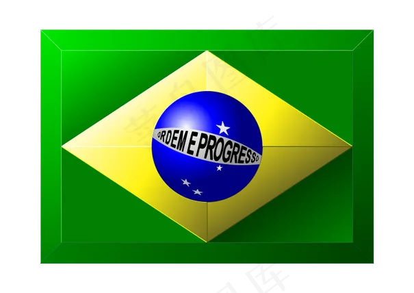 三维的巴西国旗