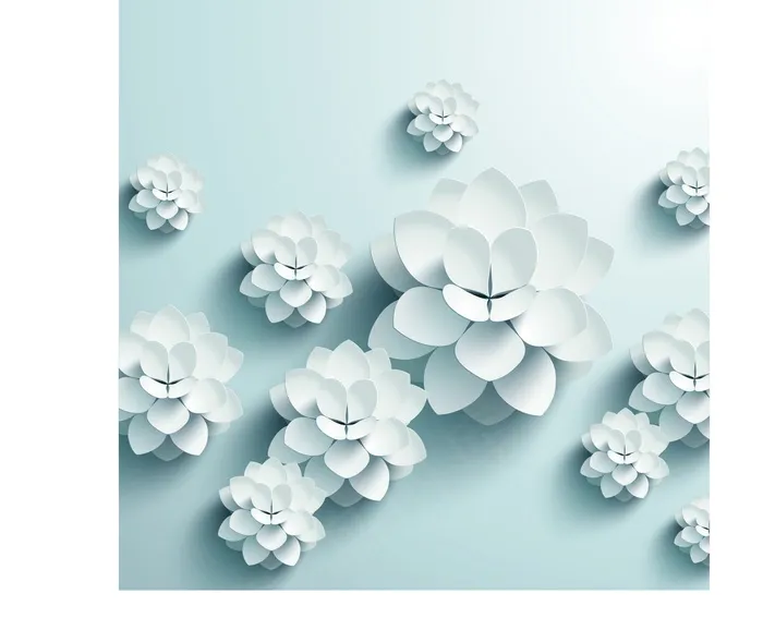 3D立体白色花卉厨房橱柜背景墙壁纸...