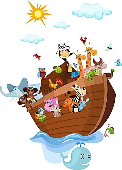 木船上的卡通动物