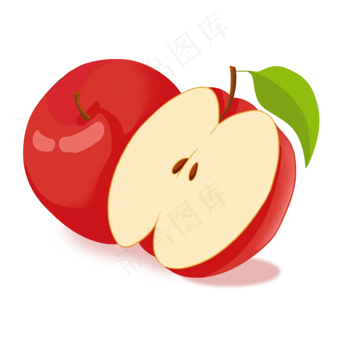 一半整个水果红色苹果一半整个水果红色苹果