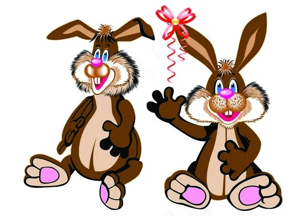 可爱的卡通兔子矢量胡萝卜弓