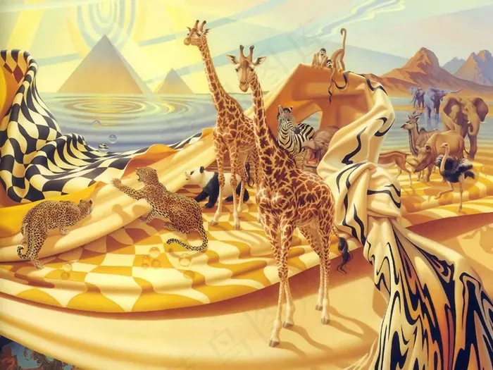 动物艺术插画长颈鹿