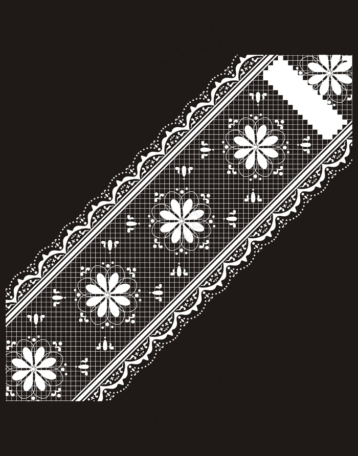 服装装饰图案蕾丝花边矢量图