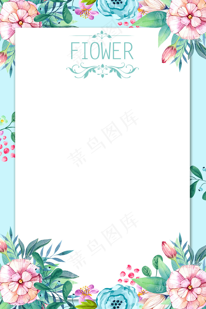 清新唯美手绘花背景 菜鸟图库