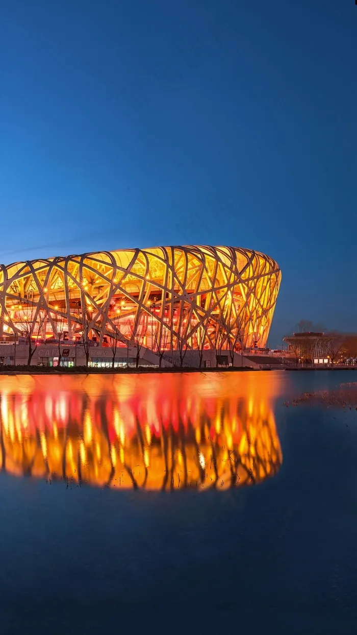 北京会展中心夜景高清摄影图片