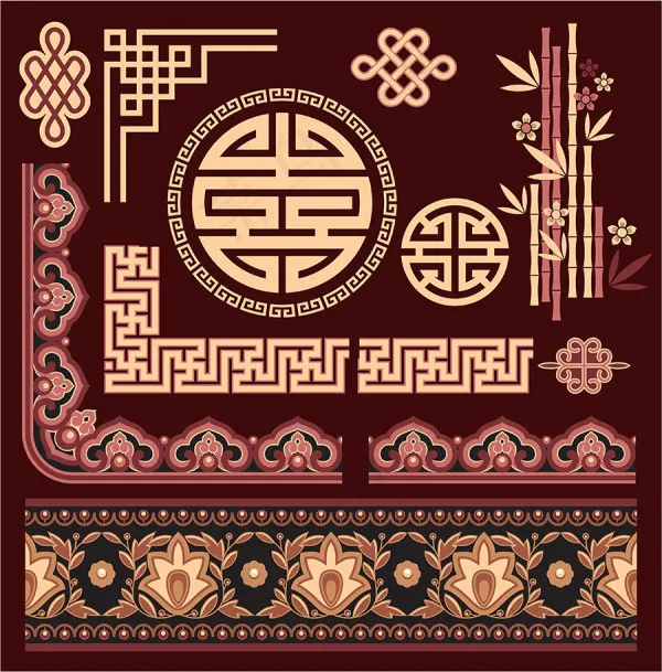 中式古典花纹02—矢量素材
