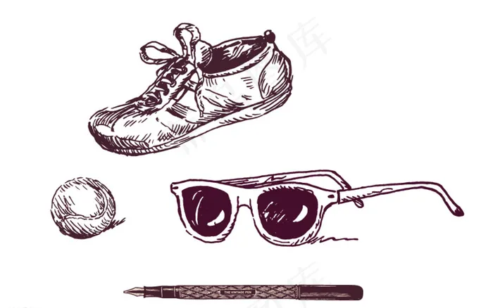 鞋子 眼镜 钢笔 保龄球图片
