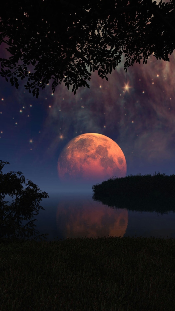 湖面上的月亮高清摄影图片 - 菜鸟图库