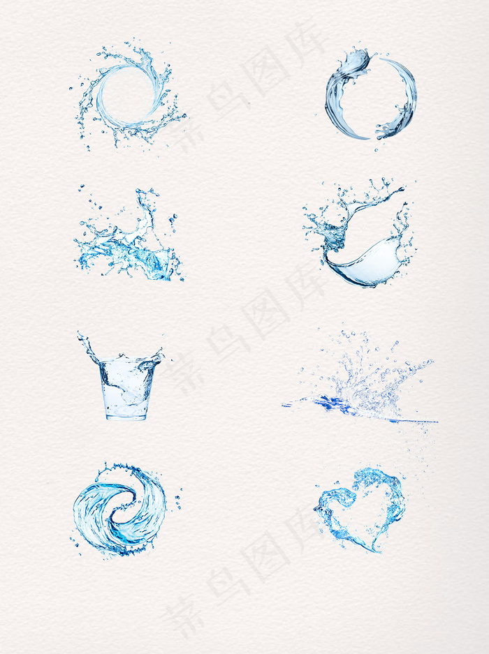 蓝色水滴水漩涡水纹png元素