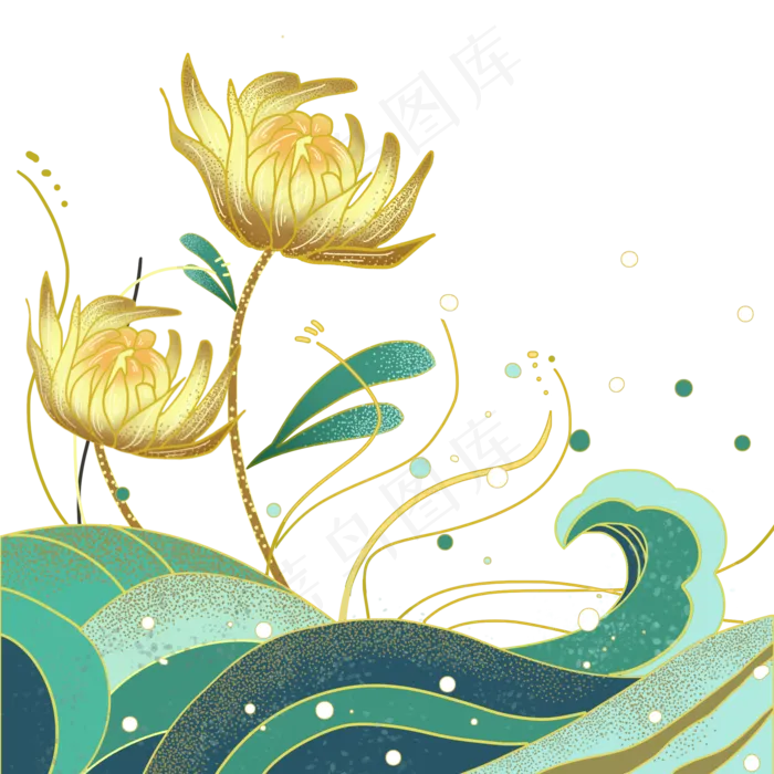 日本浮世绘海浪菊花日本浮世绘海浪菊花