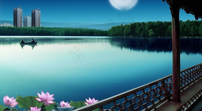 湛蓝的湖景图片3684x2235dpi300psd模版下载