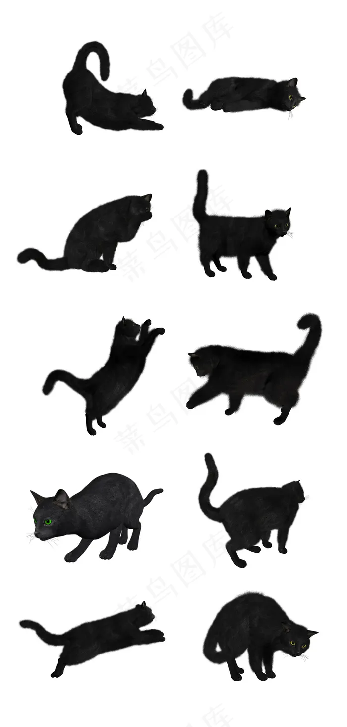 手抄报元素卡通画矢量素材可爱黑猫猫...