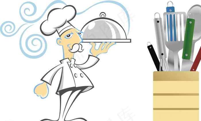 卡通厨师 刀具图片