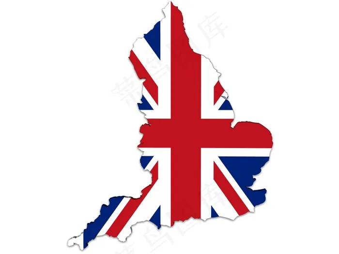 英国地图和英国国旗