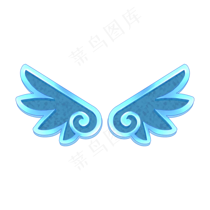 蓝色立体翅膀PNG素材蓝色立体翅膀PNG素材