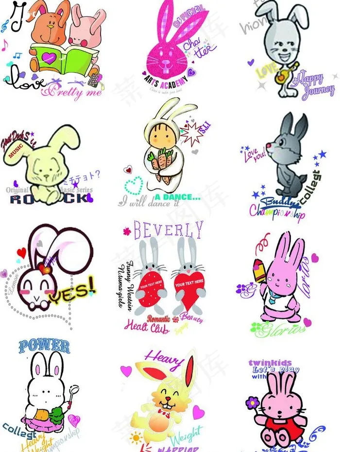 可爱的卡通兔子矢量图图片