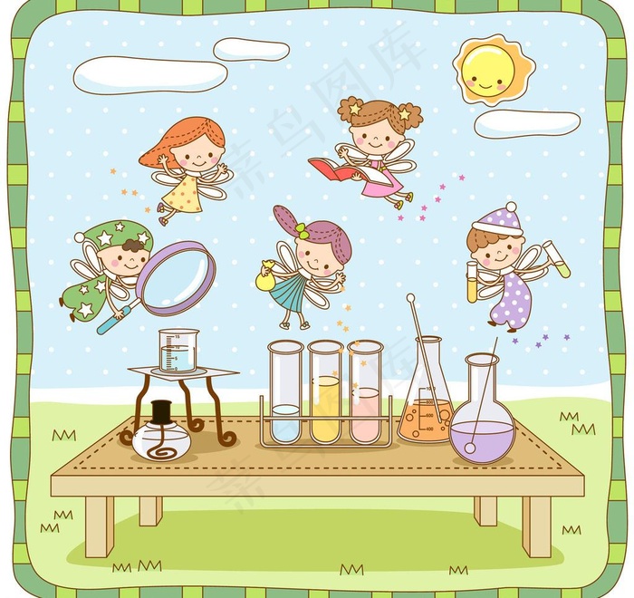 小精灵做实验图片epsai矢量模版下载