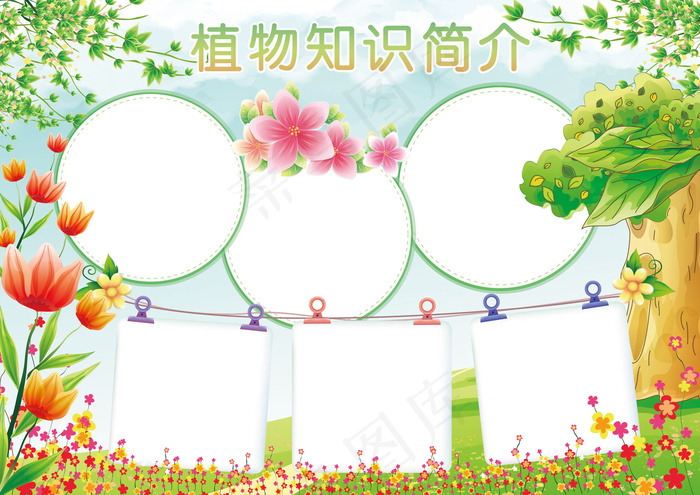 植物知识简介小报爱护植物电子手抄报4961x3508dpi300psd模版下载