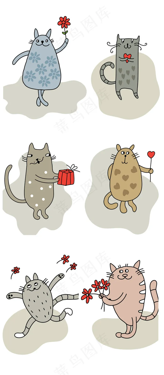 卡通手绘猫咪爱情ai矢量素材