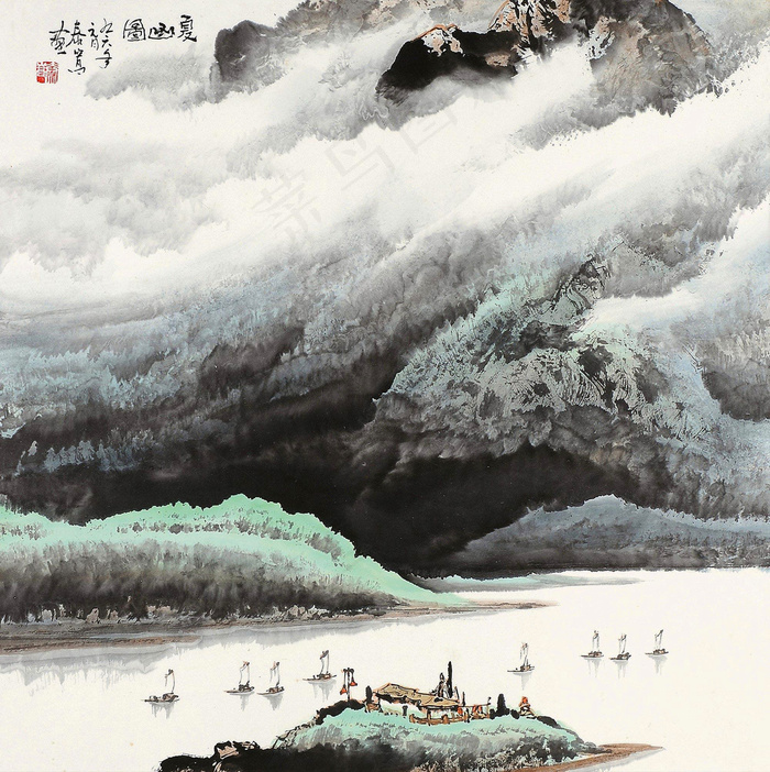 夏山图图片 菜鸟图库