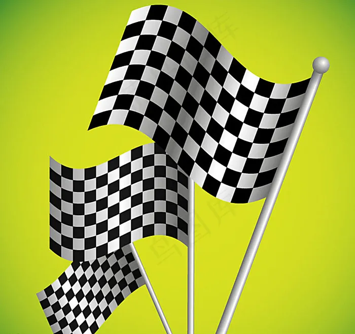 F1赛车黑白方格旗背景矢量素材图片