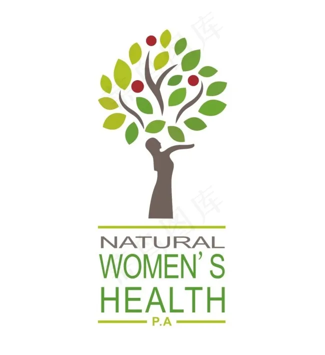 绿色树叶和女性元素组合 关爱女性健康