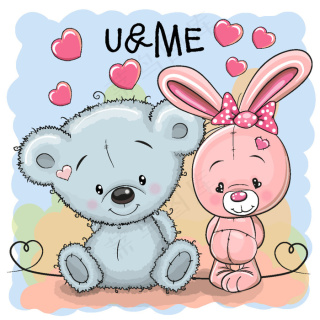 卡通可爱小熊小兔动物图片ai矢量模版下载