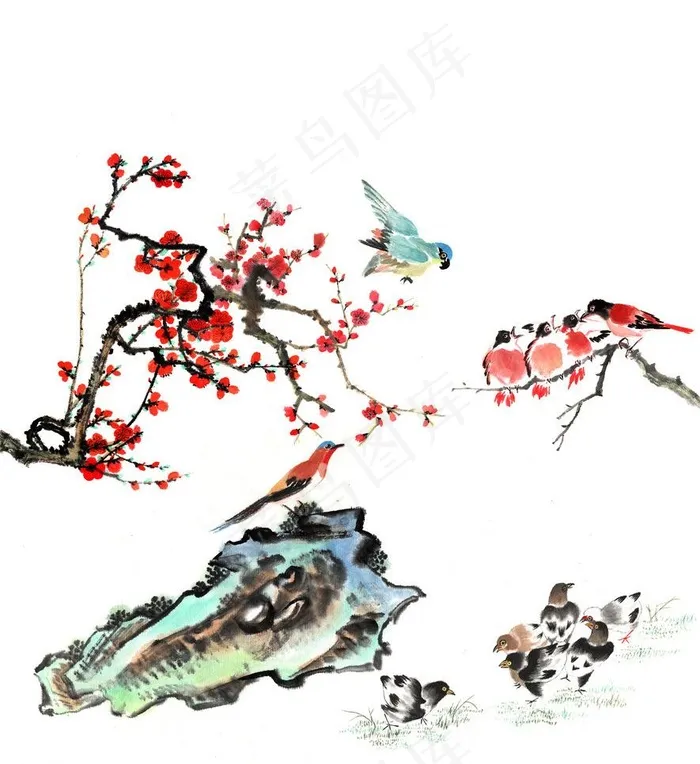 梅花麻雀 中国画图片