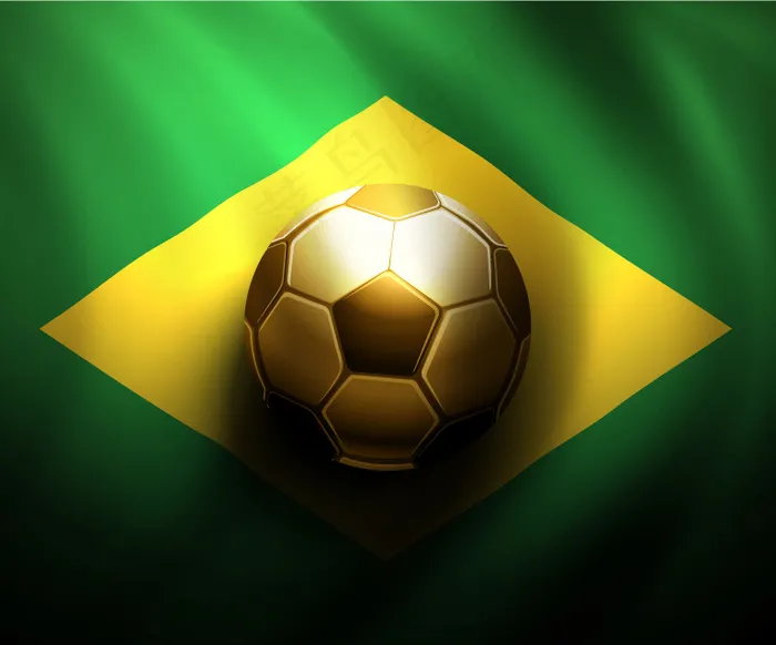 金色足球巴西国旗背景矢量素材
