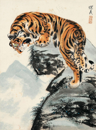 小写意下山虎图片