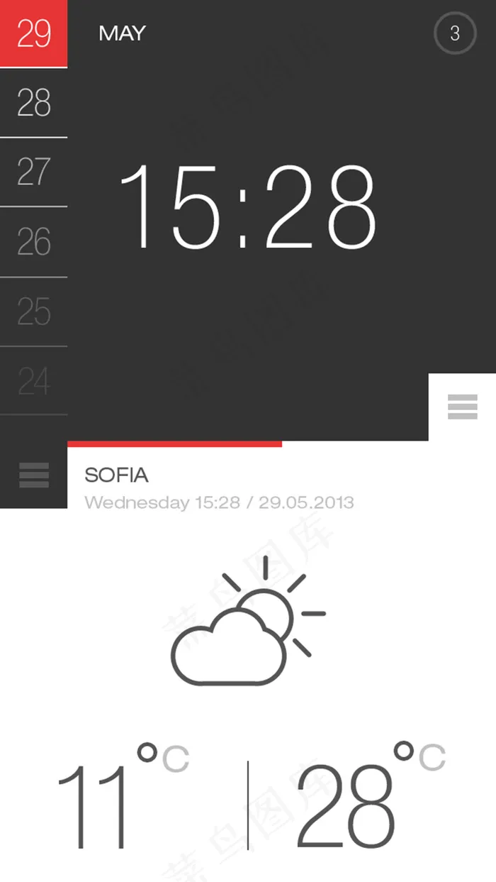 时间和天气UI界面设计PSD素材