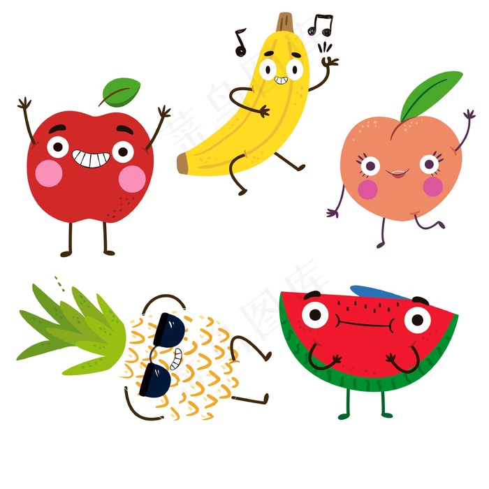 水果矢量图苹果香蕉西瓜