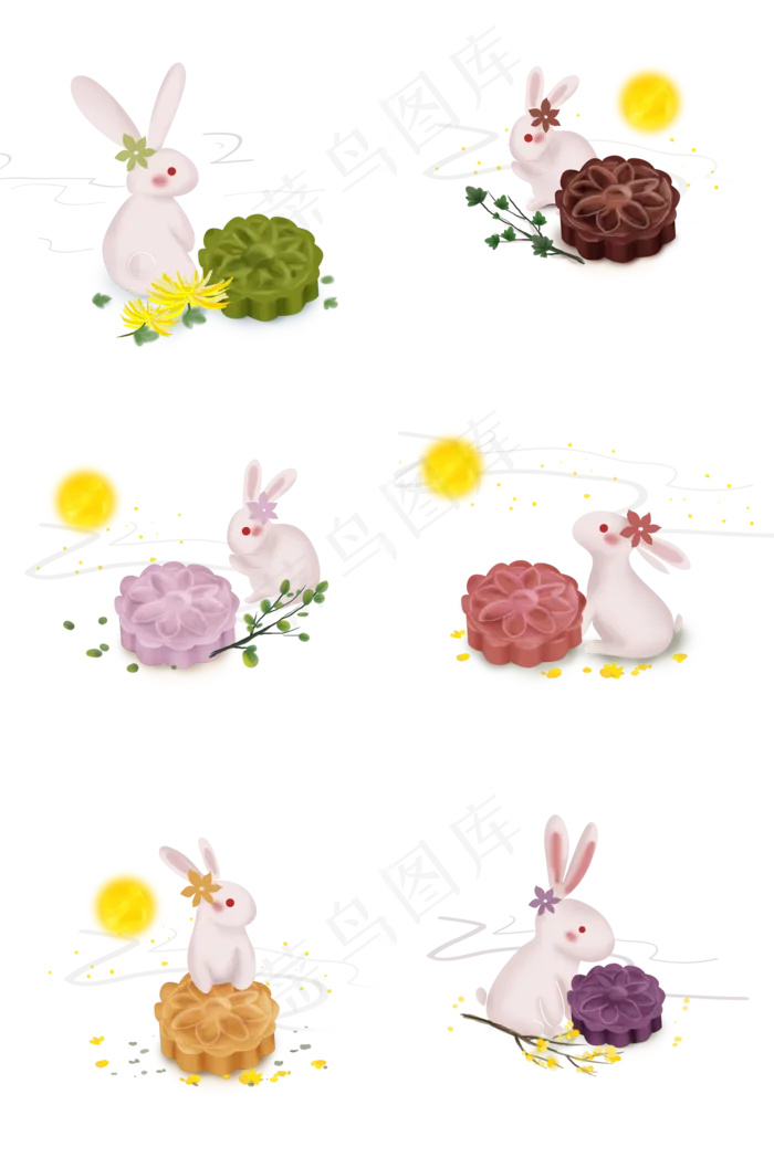 中秋节兔子和月饼中秋节兔子和月饼