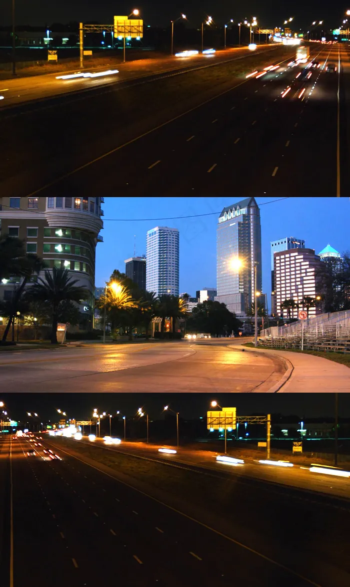 超高清城市夜景车流延时摄影视频