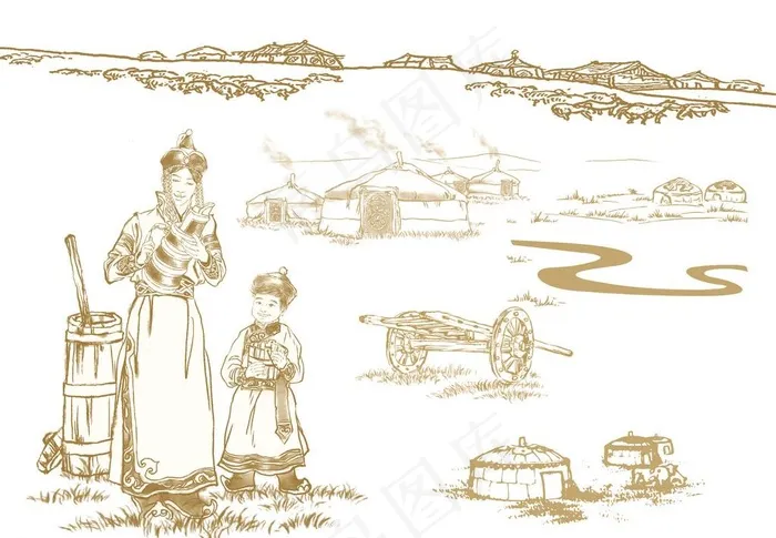 蒙古族草原人物图片