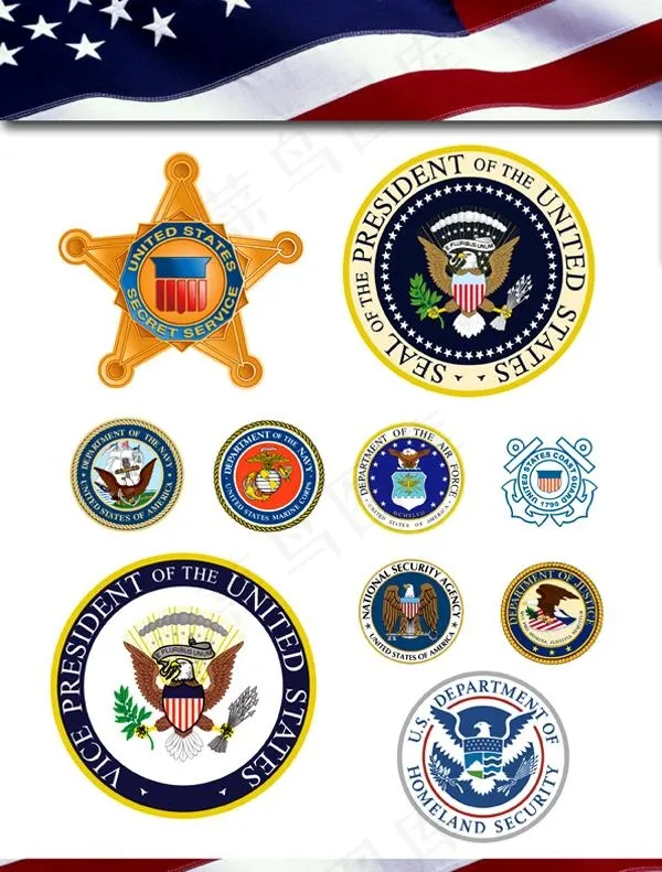 美国各种军队标志矢量素材