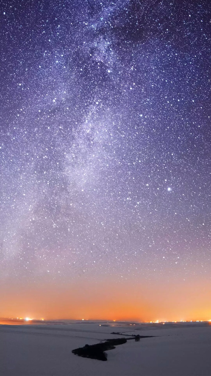 星空下的雪地高清摄影图片