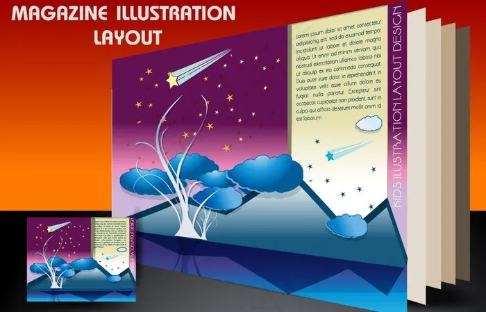 云彩星星花纹企业封面杂志设计背景图片