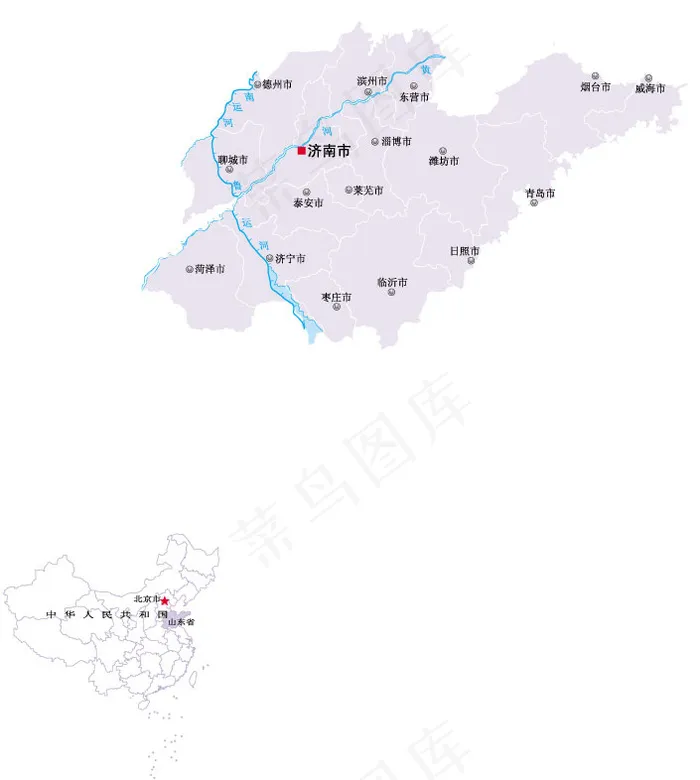山东省行政区域地图矢量素材