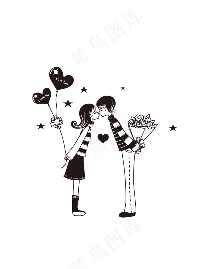 卡通人物矢量图情人节素材情侣