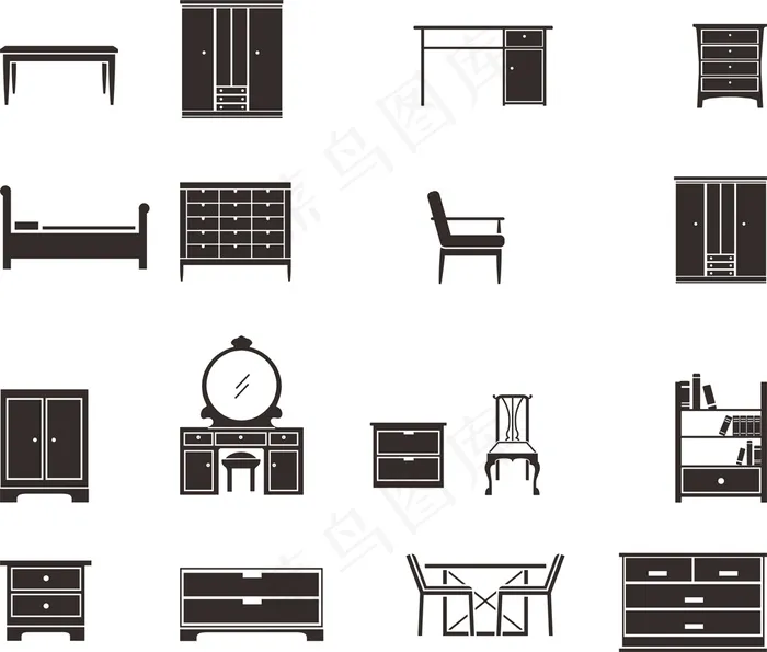 各种房间家具模具桌子柜子凳子床CAD素材