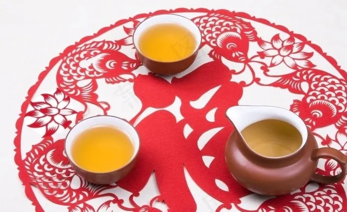 茶 中国 传统 剪纸图片