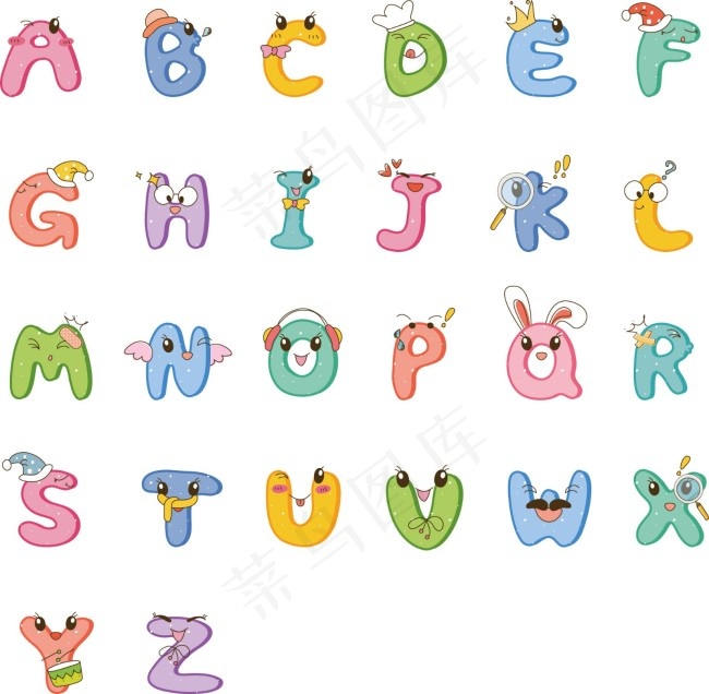 i可爱卡通字母ai矢量模版下载