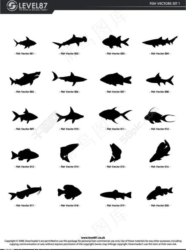 鱼类剪影图片
