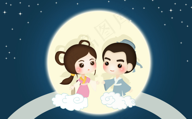 七夕卡通人物2480x1534dpi300psd模版下载