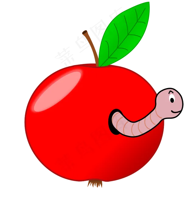 一个蠕虫红苹果