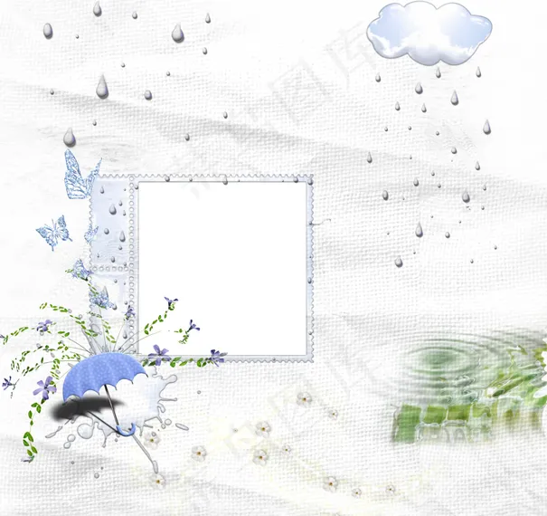 雨滴蝴蝶花藤相框相片背景设计图片